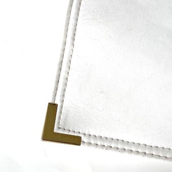 Vintage Markay Bags White leather Clutch with Gold Accents - Picture 3 of 7